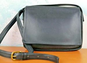 Aston black leather MESSNGER crossbody COMPUTER bag GENUINE LEATHEER made in USA - Picture 1 of 10