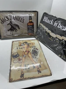 Metal signs x 3 man cave bar area poker Guinness jack daniels free gift - Picture 1 of 6