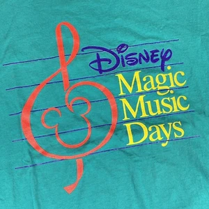 Disney Magic Music Days Vintage Mens XL Shirt 90s Green Mickey Musical Note - Picture 1 of 9