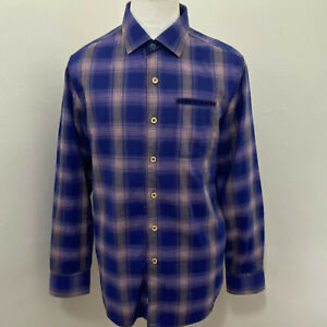 Tommy Bahama Men Size M Purple Check Cotton Island Modern Fit L/S Casual Shirt