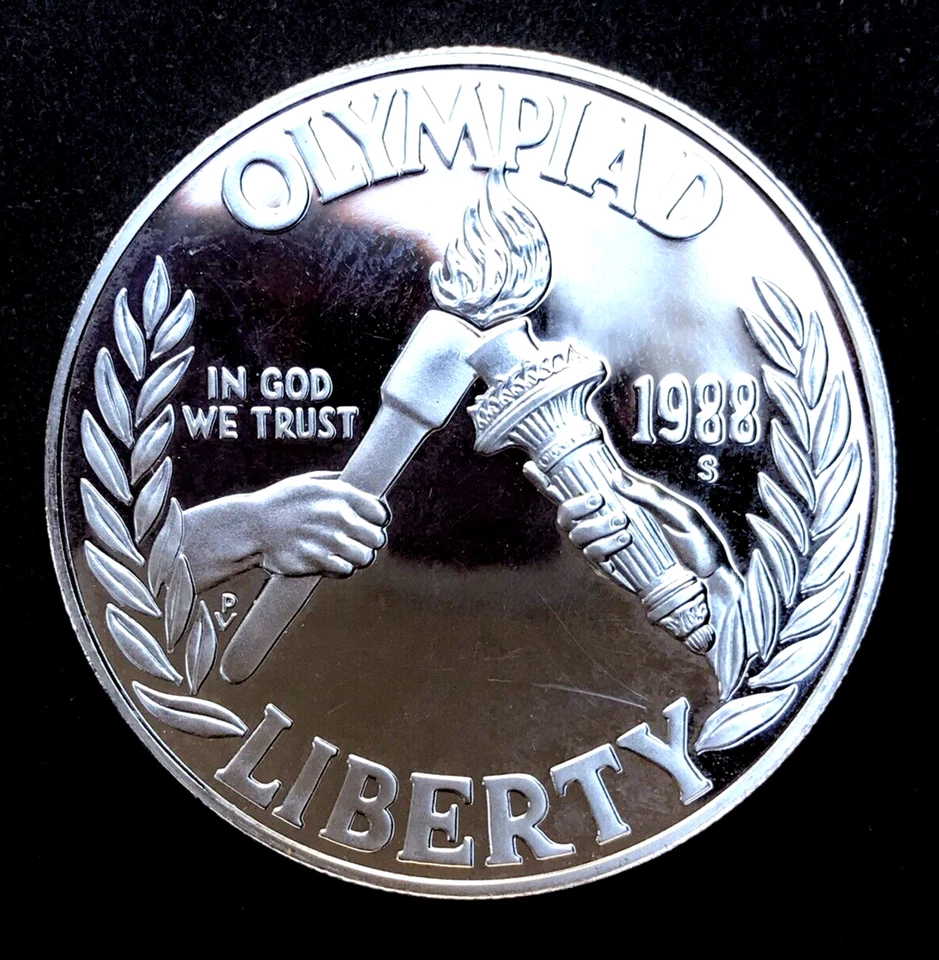 1988  S  OLYMPIAD  Proof $1 Dollar  - Olympic torch - U.S. Coins: Silver Dollar - Image 1 of 2
