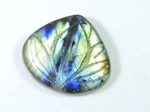 36X33MM Natural Labradorite Carving Pear Designer Loose Gemstone 78Cts. Z112 - Bild 1 von 9