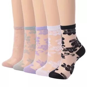 Sheer Sock Flower Nylon Socks Fashion Sheer Ankle Sock Summer Daily See Throu... - Picture 1 of 7