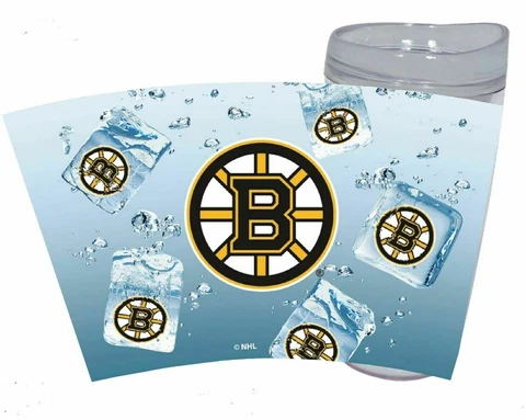 NEW! BOSTON BRUINS ICE CUBE DESIGN 16oz TRAVEL TUMBLER LICENSED Cover