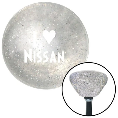 White I <3 for NISSAN Clear Retro Metal Flake Shift Knob w/ M16x1.5 Insert Auto - Image 1 of 4