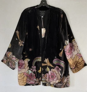 Johnny Was Jade Andy Black Floral Kimono Multicolor Velvet Jacket Reg $505 NWT - Picture 1 of 5