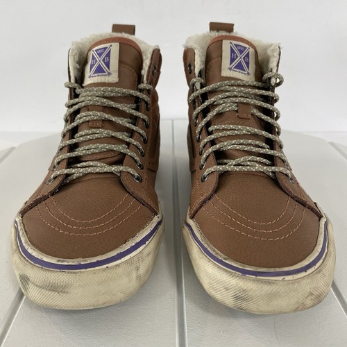 Sneakers VANS Scotchgard alte foderate unisex pelle marrone scamosciata uomo taglia 8