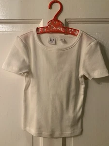 Gap Kids Girls White Cotton Ribbed T-Shirt NWT xs 4-5 - Picture 1 of 5