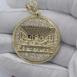 10k Gold Last Supper Pendant, Bail fit Up to 6.0mm Real Gold Brand New - Picture 1 of 4