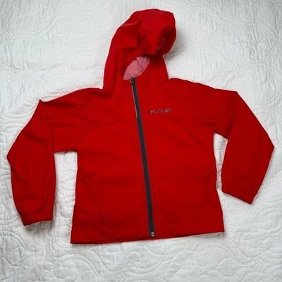 Chaqueta cortavientos Columbia Kids roja 100 % nailon con capucha cremallera completa XXS 4/5 NUEVA SIN ETIQUETAS Foto 1 de 4