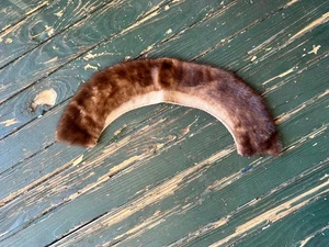 Cuello PIEL DE VISÓN real, forrado visón marrón oscuro con terciopelo negro/acolchado, visón real - Imagen 1 de 9