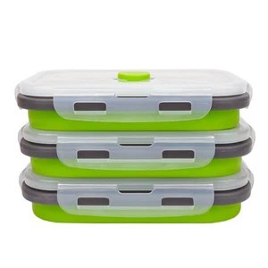 Set of 3 Collapsible Food Storage Containers with Lids, Collapsible Silicone ... - Picture 1 of 9
