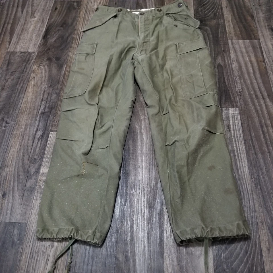 VTG M-1951 US Army Military 50s OG Field Trousers M51 Cargo Pants - Image 1 of 4