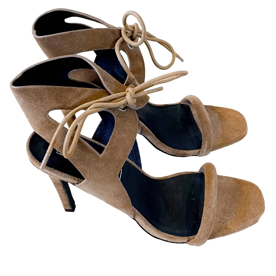 NEW IN BOX Sole Sana Brown Suede Tie Ankle Heel, New in Box, Size 9, MSRP $248 - Image 1 of 4