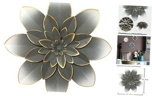 Grey Metal Flower Wall Art Decor, 9.5“ Rustic Modern Floral 021G-Grey - Picture 1 of 7