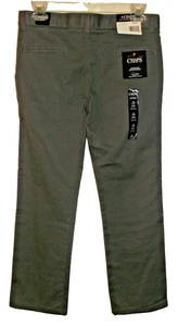 NWT Chaps Boys Approved Schoolwear Gray Flat Front Stretch Twill Pants 10 Husky - Picture 1 of 3