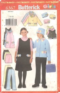 Butterick 6367 Girls Jacket Vest Jumper Skirt Sewing Pattern Size 7 8 10 Uncut - Picture 1 of 2