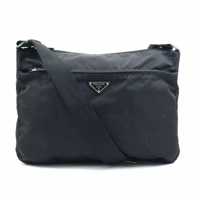 Echte PRADA Crossbody Schultertasche schwarz Nylon/silberfarben - h31674a - Bild 1 von 4