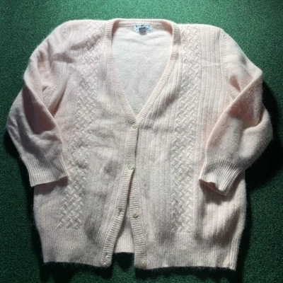 Hasting & Smith Mujer GRANDE Suéter de Lana Melocotón Cárdigan Tejido con Cable Perla Foto 1 de 4