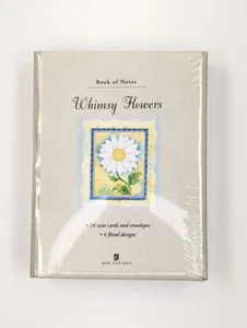 WHIMSY FLOWERS 24 Notecards & Envelopes Four Designs in Reusable Portfolio - NEW - Picture 1 of 3