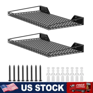 2 Pack Wall Mounted Storage Garage Shelves Heavy Duty Wall Shelving 65 Lbs - Picture 1 of 9