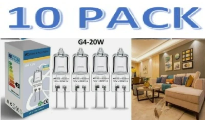 G4 20W Halogen 12V Capsule Light Bulb Replace LED Lamps AC 2PinA+- Pack 10 - Image 1 of 3