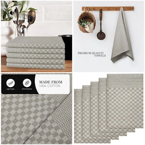 Tea Towels Pack of 5 Commercial Grade Large Kitchen 100% Cotton Natural 90x50 cm - Picture 1 of 9