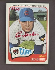 Leo Burke 2014 Topps Heritage Red Ink Auto Autograph/65 1965 Chicago Cubs SP