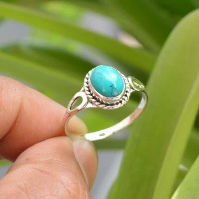 Elegant Santa Rosa Türkis Edelstein 925 Sterlingsilber Handmade Ring Alle Größe - Bild 1 von 4