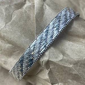 Vintage Milor Italy 925 Silver Basket Weave Pattern Link Thick Bracelet 7.5" - Picture 1 of 7