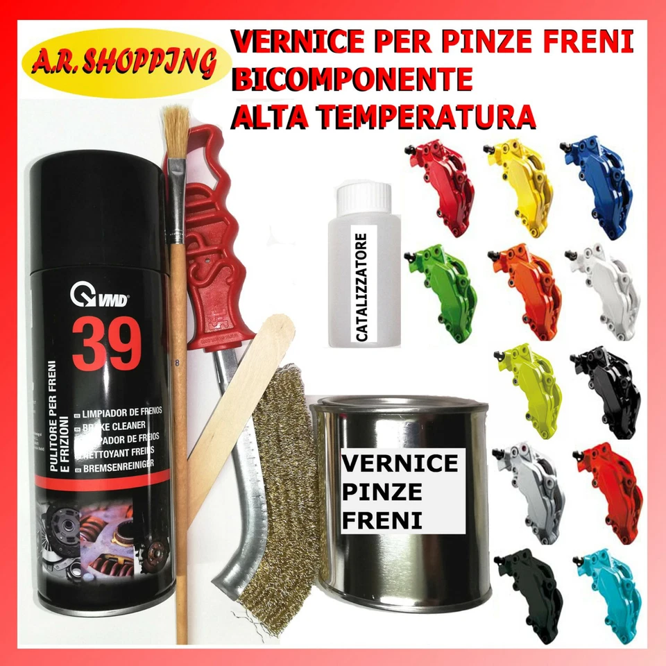 KIT COMPLETO VERNICE PINZE FRENI BICOMPONENTE ALTA TEMPERATURA VARI COLORI  - Immagine 1 di 1