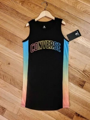 NEW Converse Youth Big Girls Sleeveless Tank T-shirt Dress, Black - YM (10)) - Image 1 of 4