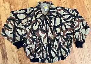 VTG ASAT Predator Camo Bomber Jacket Men's Large Tan Brown Black Made in USA Y2K - Picture 1 of 18