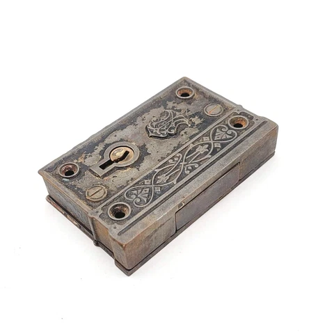 Antique Ornate Surface Mount Mortise Lock No Keeper No Key Cover