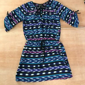 Yumi Kim Anthropologie Women S Blue Aztec Southwestern Peasant Short Sleeve - Picture 1 of 11