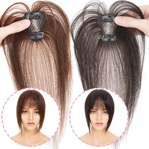 Fringe Bang 100% Human Hair Extensions Clip In REAL REMY Front Piece Black/Brown - Picture 1 of 50