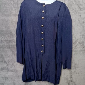 Vintage Women's Petites For D. E. Frantoria Blouse Blue Long Sleeve - Picture 1 of 5