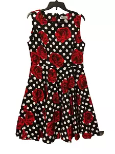 Grace Karin Dress Women's XL Fit & Flare Retro Vintage Swing Polka Dot Red Rose - Picture 1 of 7