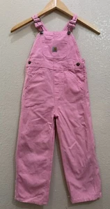 Carhartt Girls Classic Pink Bib Overall Denim Size 4 - Picture 1 of 4