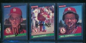 lot (3) 1986 DONRUSS Cardinals BRIAN HARPER Campbell Perry signed autographs