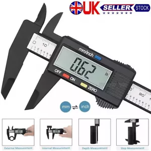 6 INCH DIGITAL VERNIER CALIPER 150MM STAINLESS STEEL MICROMETER ELECTRONIC TOOL - Picture 1 of 12