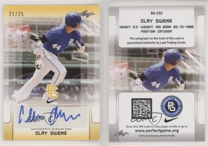 2017 Leaf Perfect Game National Showcase Yellow /25 Clay Owens #BA-CO2 Auto