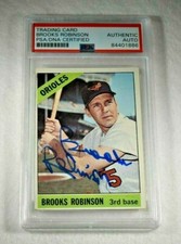 1966 BROOKS ROBINSON Signed Topps Baseball Card-HOF-Baltimore Orioles-PSA 