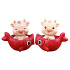 2Pcs Shaking Head Ox Figurine Feng Shui Decoration For Home & Car-Gv