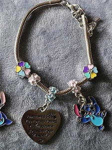 Lilo and Stitch Charm Bracelet Cute Cartoon Womens Kids Childrens Girls Jewelry - Picture 1 of 2