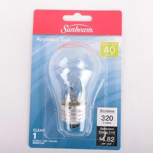 Sunbeam Appliance Bulb 40 Watts Clear Microwaves - Stove - Oven or Refrigerators - Picture 1 of 5