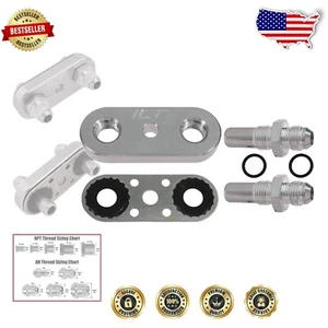 Transmission Cooler Line Adapter Plate with -6AN Fittings & Gasket - 6L80E/6L90E - Picture 1 of 6