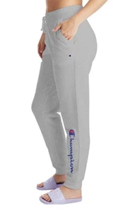 NWT Champion Women’s Powerblend Graphic Logo Jogger Sweatpants Oxford Gray Small - Picture 1 of 4