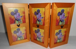 Walt Disney Parks Mickey Mouse Ears Hinged 6 Picture Wood Photo Frame New in Box - Picture 1 of 5