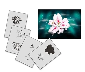 AS-177 Lilie Step by Step Airbrush Schablone für Acryl Spray Wand Tattoo Farbe - Picture 1 of 1